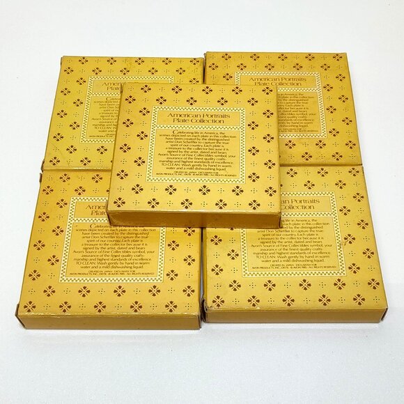 Avon American Portraits Plate Collection 1985 Set Of 5 Including Original Boxes - Picture 16 of 16